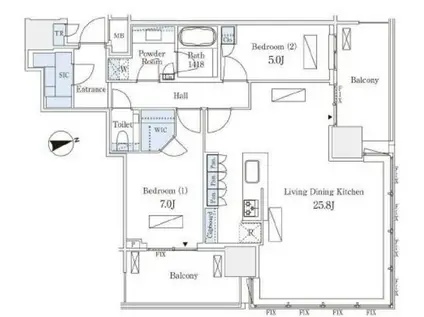 パークコート浜離宮ザタワー(2LDK/17階)の間取り写真