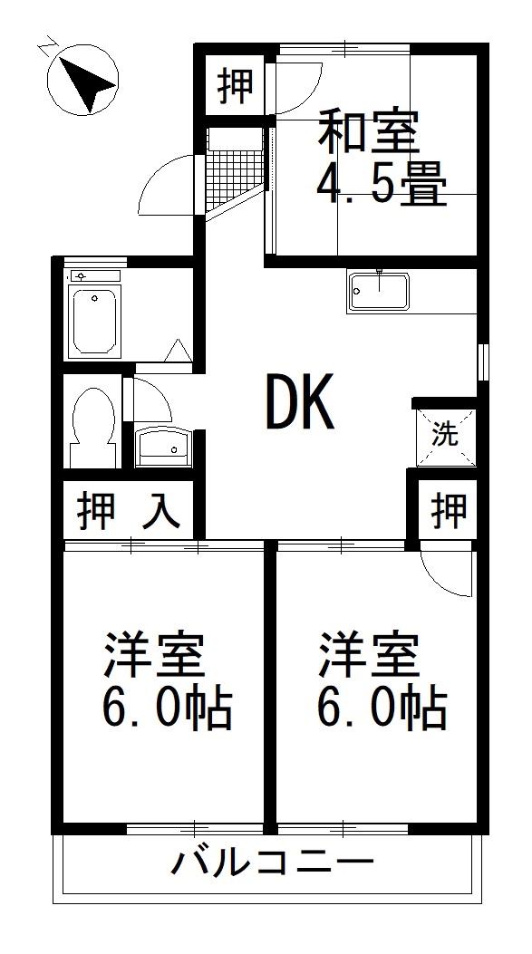 パレーシャル鴨川(3DK/2階)の間取り写真