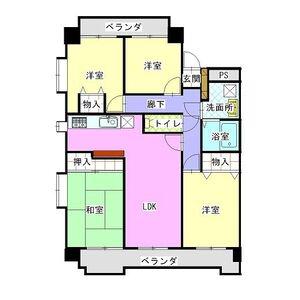 スカイヒルズ植田(4LDK/1階)の間取り写真