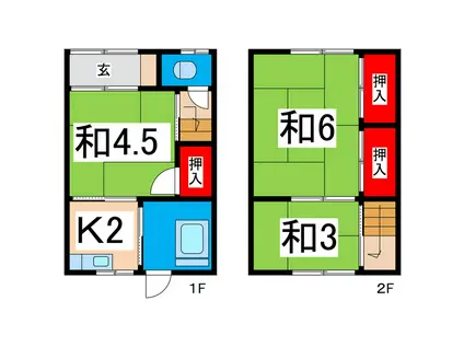 東友アパート(3K/1階)の間取り写真