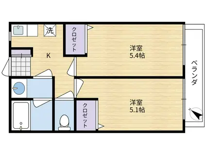 アクアシティ行徳A(2K/1階)の間取り写真