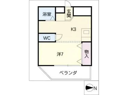 エクセレンス勝川(1K/2階)の間取り写真