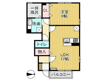にゅうまごびれっじII D(1LDK/1階)の間取り写真