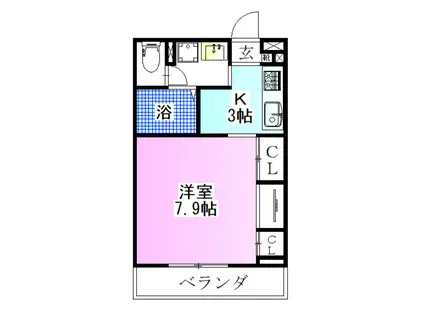 リブリエムクレストC(1K/2階)の間取り写真