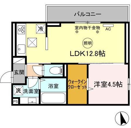 アピリシティII(1LDK/1階)の間取り写真
