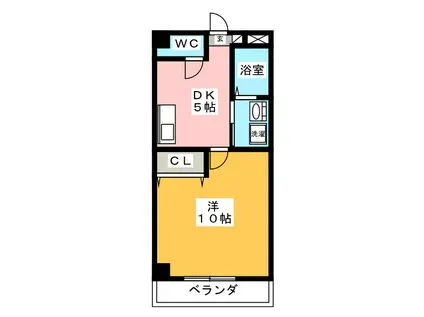 ASUKA(1DK/1階)の間取り写真