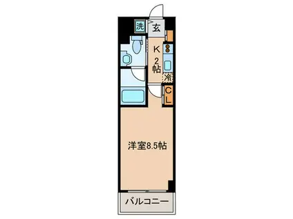 レジディア武蔵小杉(1K/1階)の間取り写真