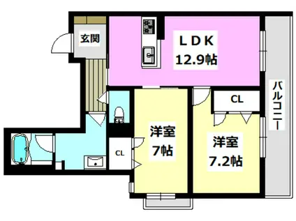 BAY TREE(2LDK/2階)の間取り写真