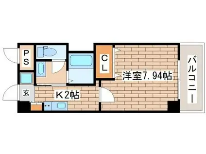 ラ・フォンテ神戸長田(1K/9階)の間取り写真