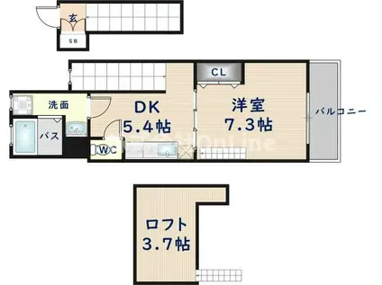 ラ・フォーレ長田(1DK/2階)の間取り写真