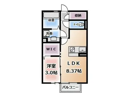 シェノアII(1LDK/2階)の間取り写真