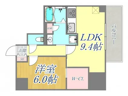 シークリサンス神戸(1LDK/10階)の間取り写真