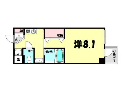 ハーヴィス神戸(1K/3階)の間取り写真