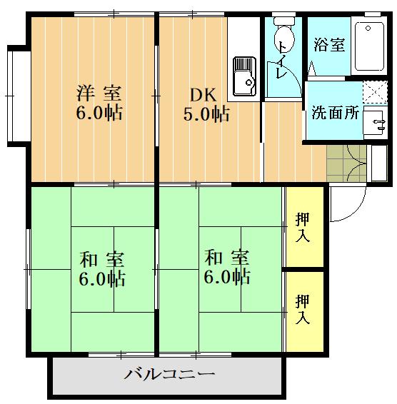 ハイツ嶋本(3DK/2階)の間取り写真