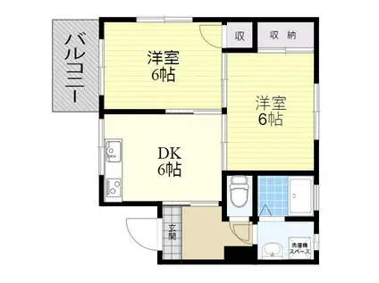 グレード藤沢(2DK/2階)の間取り写真