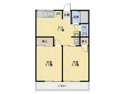 シティハイムフキA(2DK/1階)の間取り写真
