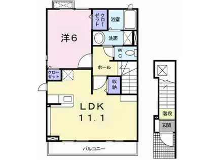 アウローラ玉手II A(1LDK/2階)の間取り写真