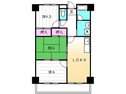 第二メゾンたけ宗(3LDK/4階)の間取り写真