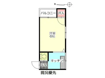 第一塩屋コーポ(1K/4階)の間取り写真