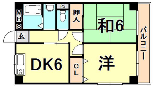 サンモール(2DK/2階)の間取り写真