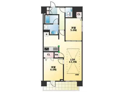 IBC RESIDENCE イースト(2LDK/2階)の間取り写真