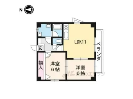 スクエアコート(2LDK/2階)の間取り写真