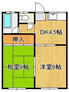 コーポ風(2DK/2階)の間取り写真