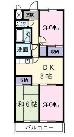 プランドール(3DK/6階)の間取り写真