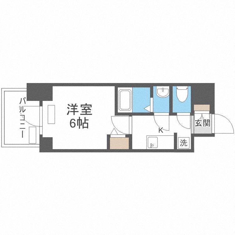 プレサンス松屋町ヴェルデス(1K/6階)の間取り写真