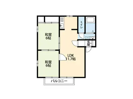 アイビーセフィラ三田壱番館(2LDK/2階)の間取り写真