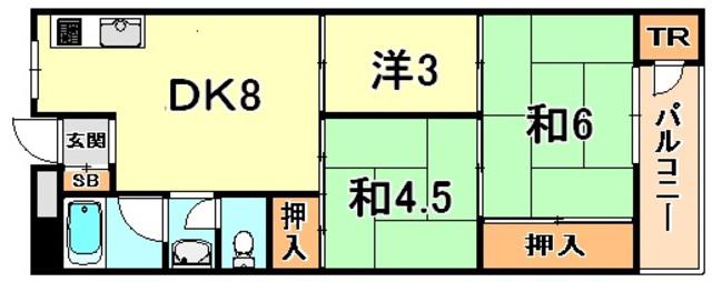 大和スカイハイツ(3DK/3階)の間取り写真