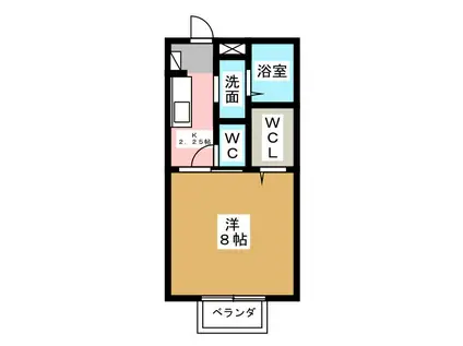 エスポワール(1K/2階)の間取り写真