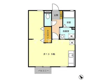 セジュールGREEN(ワンルーム/2階)の間取り写真