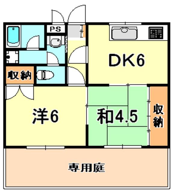 クレストヴィラ千鳥(2DK/1階)の間取り写真