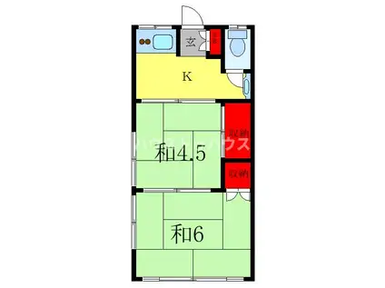 岡本荘(2K/2階)の間取り写真