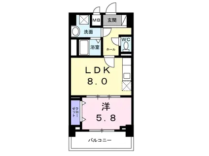 ココ クレメント II(1LDK/8階)の間取り写真