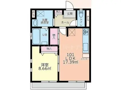 GROW(1LDK/1階)の間取り写真