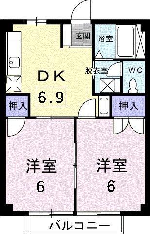 ニューシティ梶B(2DK/1階)の間取り写真