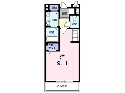 サンセール(ワンルーム/2階)の間取り写真