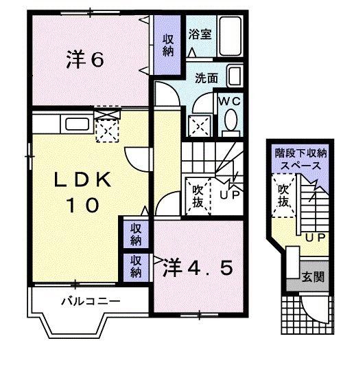ミニヨン K・T(2LDK/2階)の間取り写真