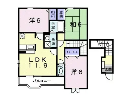 ベルソレイユC(3LDK/2階)の間取り写真