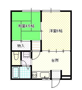 レヴール綾田(2DK/2階)の間取り写真
