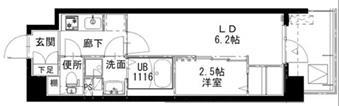 アルティザ姫路(1DK/7階)の間取り写真