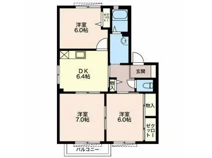 グレース F棟(3DK/2階)の間取り写真