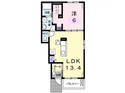 エルムハウス(1LDK/1階)の間取り写真