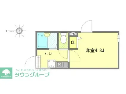 フォルトゥーナ梅島(1K/1階)の間取り写真