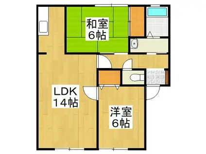 サンビレッジ操明A(2LDK/1階)の間取り写真