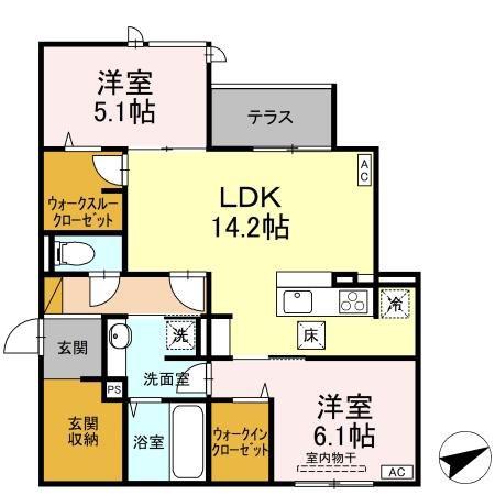 DS LIEN  C(2LDK/1階)の間取り写真