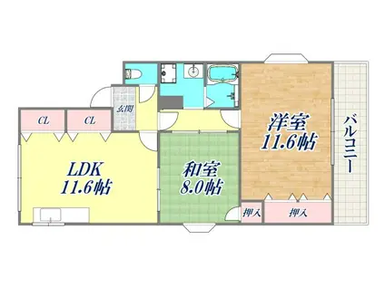 第3熊内コーポラス(2LDK/3階)の間取り写真