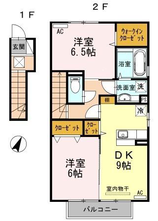 ヴィーナス(2DK/2階)の間取り写真